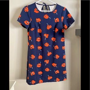 Draper James Navy Mini Dress with Orange Floral Print